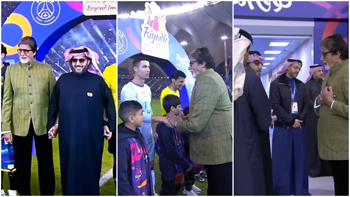 Amitabh Bachchan | फुटबॉल मैच में चीफ गेस्ट बन रियाद पहुंचे अमिताभ बच्चन, क्रिस्टियानो रोनाल्डोन और लियोनल मेस्सी से मिलकर कर हुए खुश