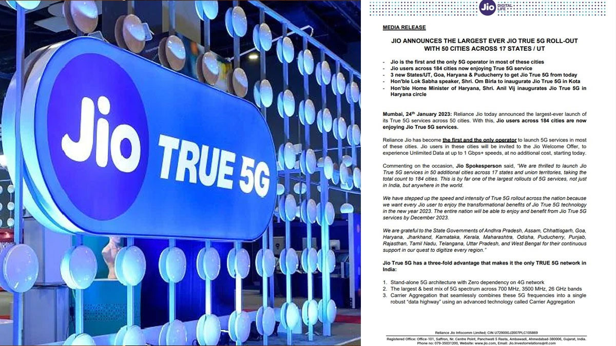 Jio True 5G | देशभर के 50 नए शहरों में आज से Jio True 5G सर्विस लॉन्च, 184 शहरों तक पहुंची जियो की 5G सर्विस